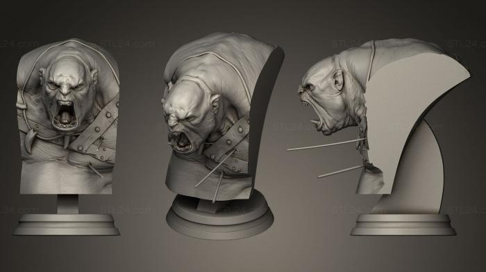 Бюсты монстры и герои (Орк Берсерк, BUSTH_0249) 3D модель для ЧПУ станка